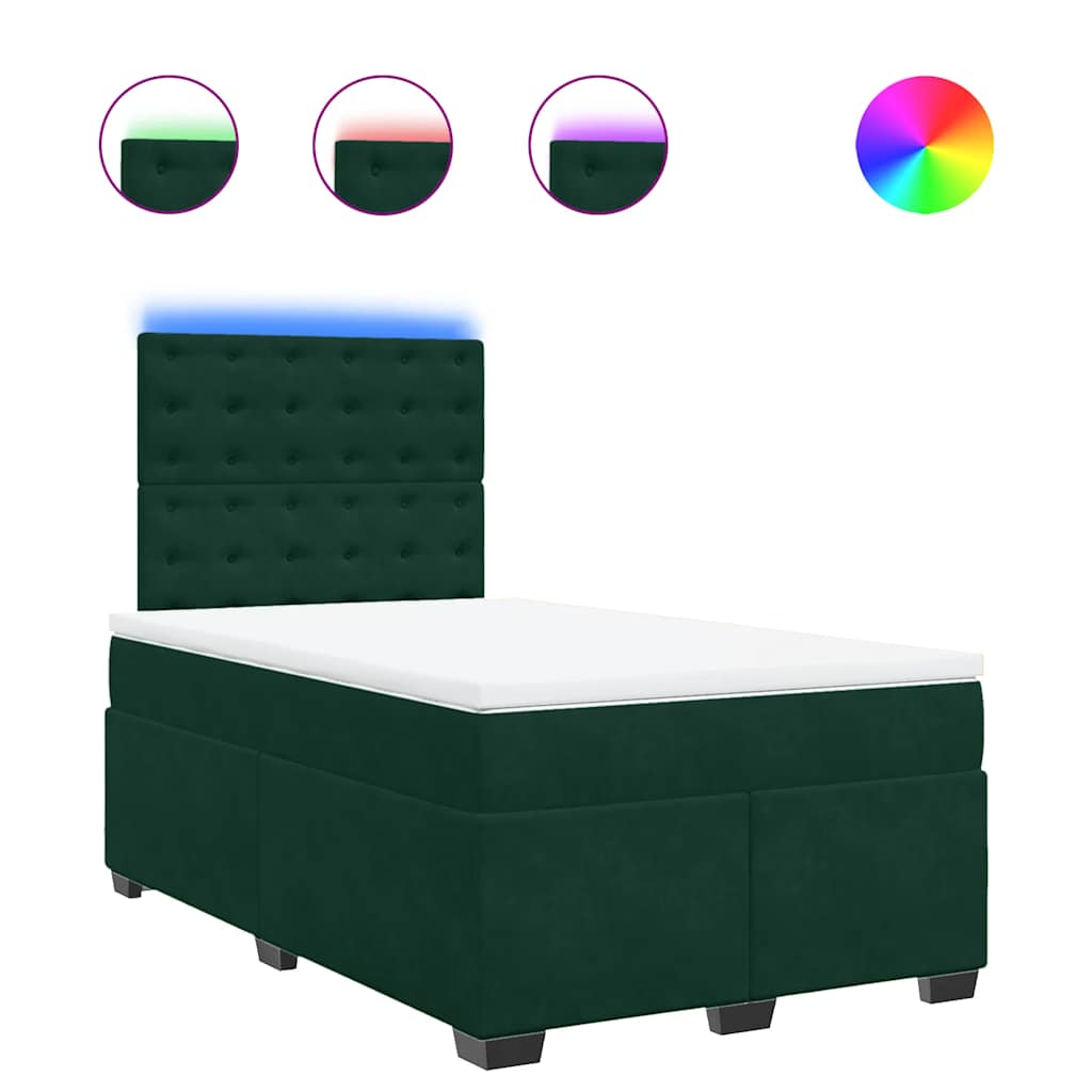 Box Spring Bed with Mattress Dark Green 120 x 200 cm Velvet