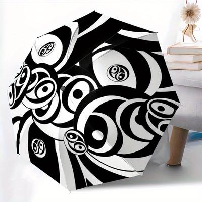 1pc Abstract Pattern Automatic Open/Close Umbrella with One Touch Button,, Windproof Design Lightweight Portable Umbrella for Women & Men6066