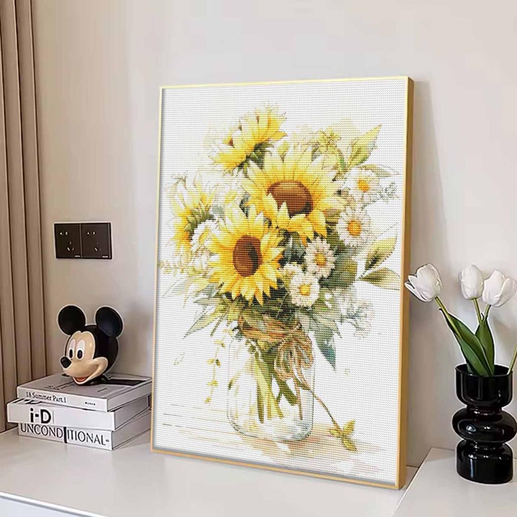 Sunflower Full Round Drill Diamond Painting Kit DIY Sparkle Art Canvas for Adults Relaxing Craft and Home Decoration Gift Idea Set