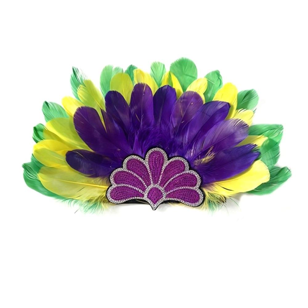 Brazilian Carnival Feather Headpiece Colorful Feather Headdress Stage Headpiece Carnival Events жёлтый/зелёный