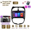 2 DIN autorádio s Androidem pro PEUGEOT 206 206CC 206SW 2000-2008 Auto Multimedia Player WIFI GPS Autoradio Carplay Navi 2+64GB