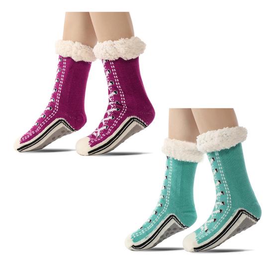 

45325 пар кашемировых носков-тапочек, ультратолстые пушистые домашние носки, зимние теплые нескользящие носки-тапочки 2pair