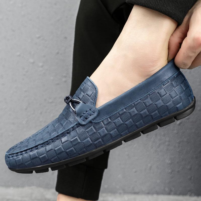 Live stream trendy brand first layer leather men's leather shoes breathable lazy business casual one pedal Doudou shoes British