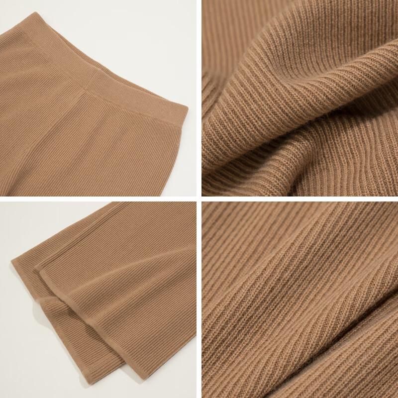 HIRMANS Women's 100% Wool Knit Wide-Leg Trousers