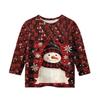 Christmas Day Print Tops For Youth Girls 4-11 Years Round Neck 3/4 Sleeves T-Shirts Trendy Tops Outfit Tees