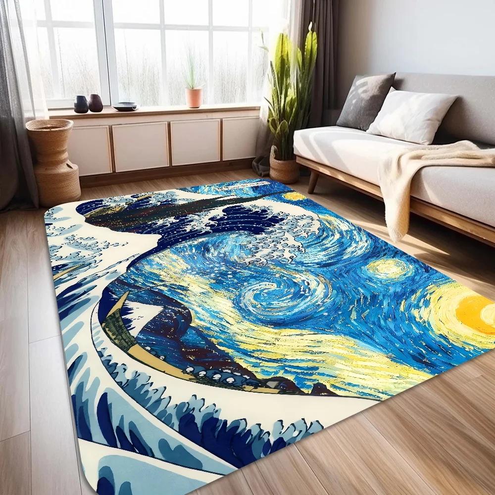 Japan The Great Wave Kanagawa Room Mats Anti-slip Absorb Water Long Strip Cushion Bedroon Mat Household Carpets Home Decoration