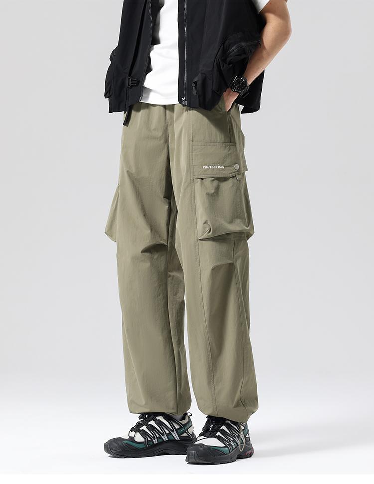 Workwear Multi Bag Outdoor Mountain Style Paratrooper Pants, Micro Elastic Straight Leg Men's Casual Pants