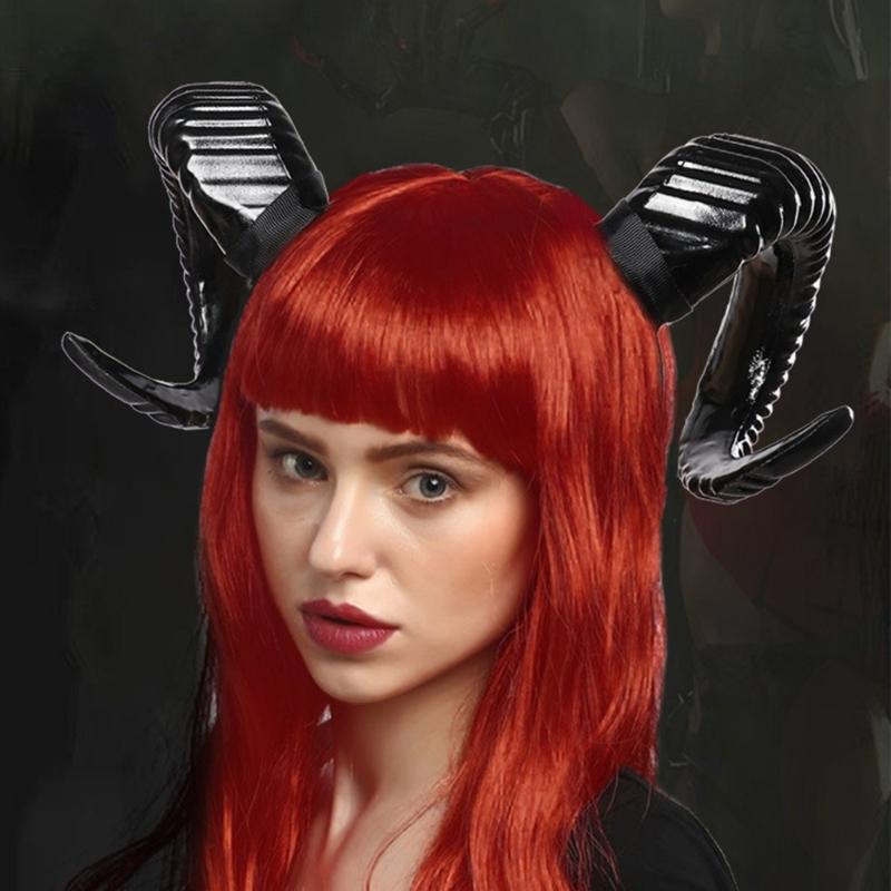 Halloween Witch Ox Horn Shape Headband Shoot Movie Demon Evil Hair Hoop Greek God Cosplay Party Costume Headpiece