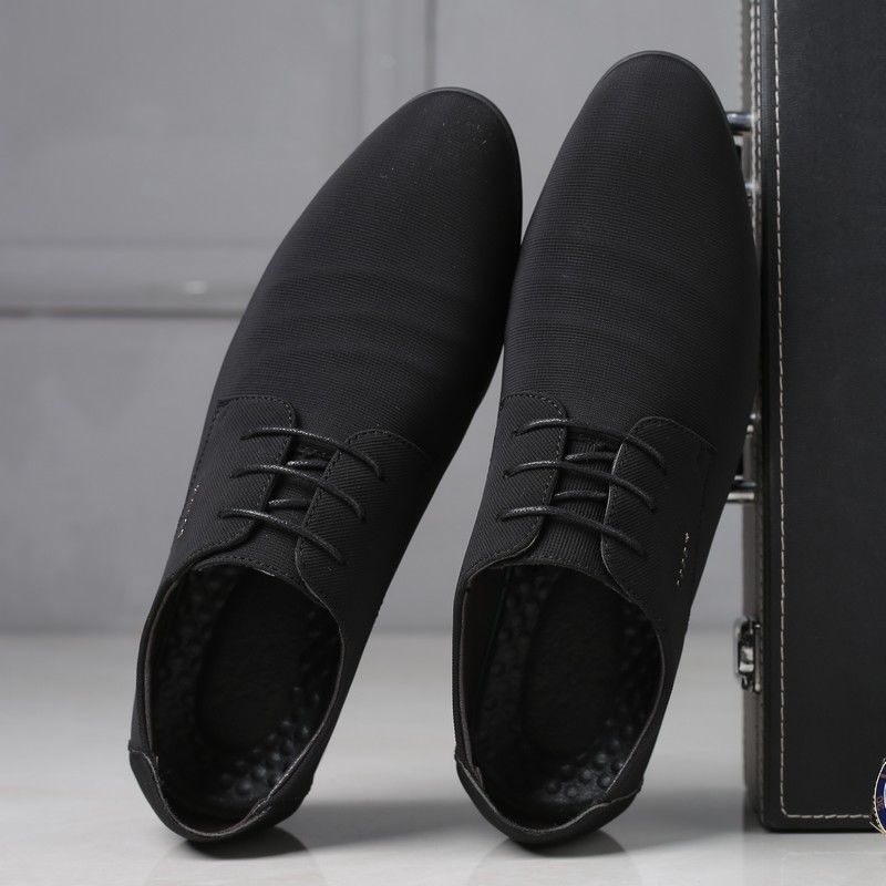 Größe 43 Herrenschuhe Jugend Mesh-Stoff Lederschuhe Britische Koreanische Version Businesskleid Herren Freizeitschuhe Schwarz Einzelne Schuhe