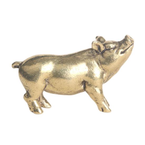 Pig Ornament Delicate Adorable Vivid Copper Miniature Pig Figurine Desk Ornament Home Decoration