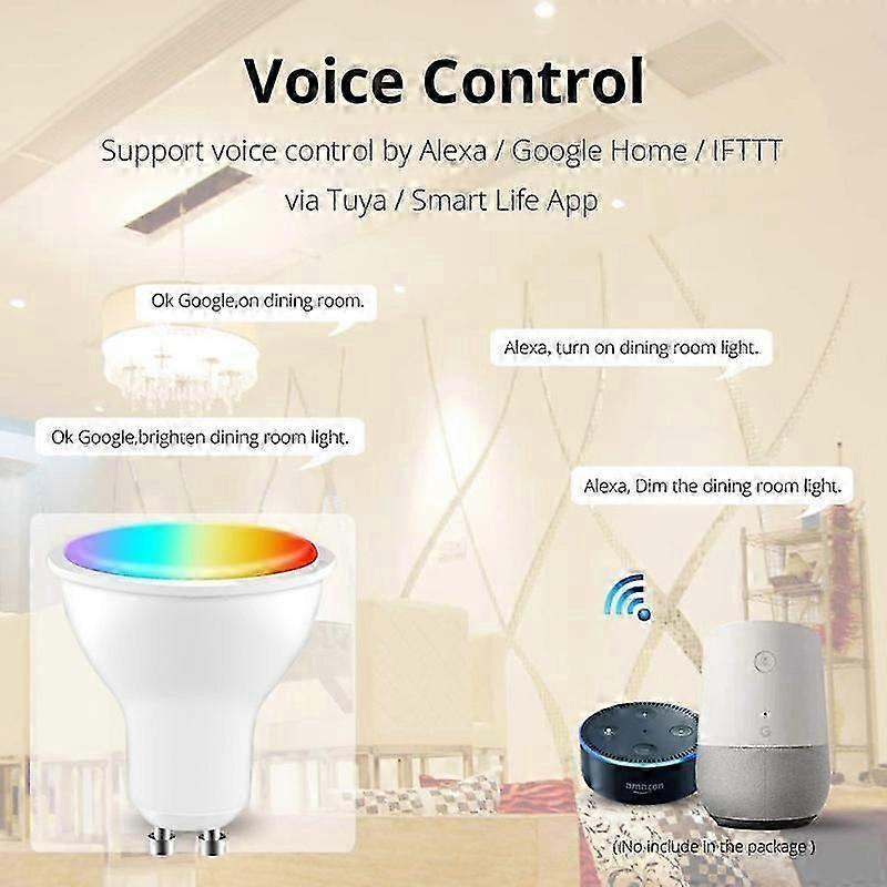 TUYA Wifi Smart GU10 Light Bulb Spotlight RGB+CCT 100-240V 4W Dimmable