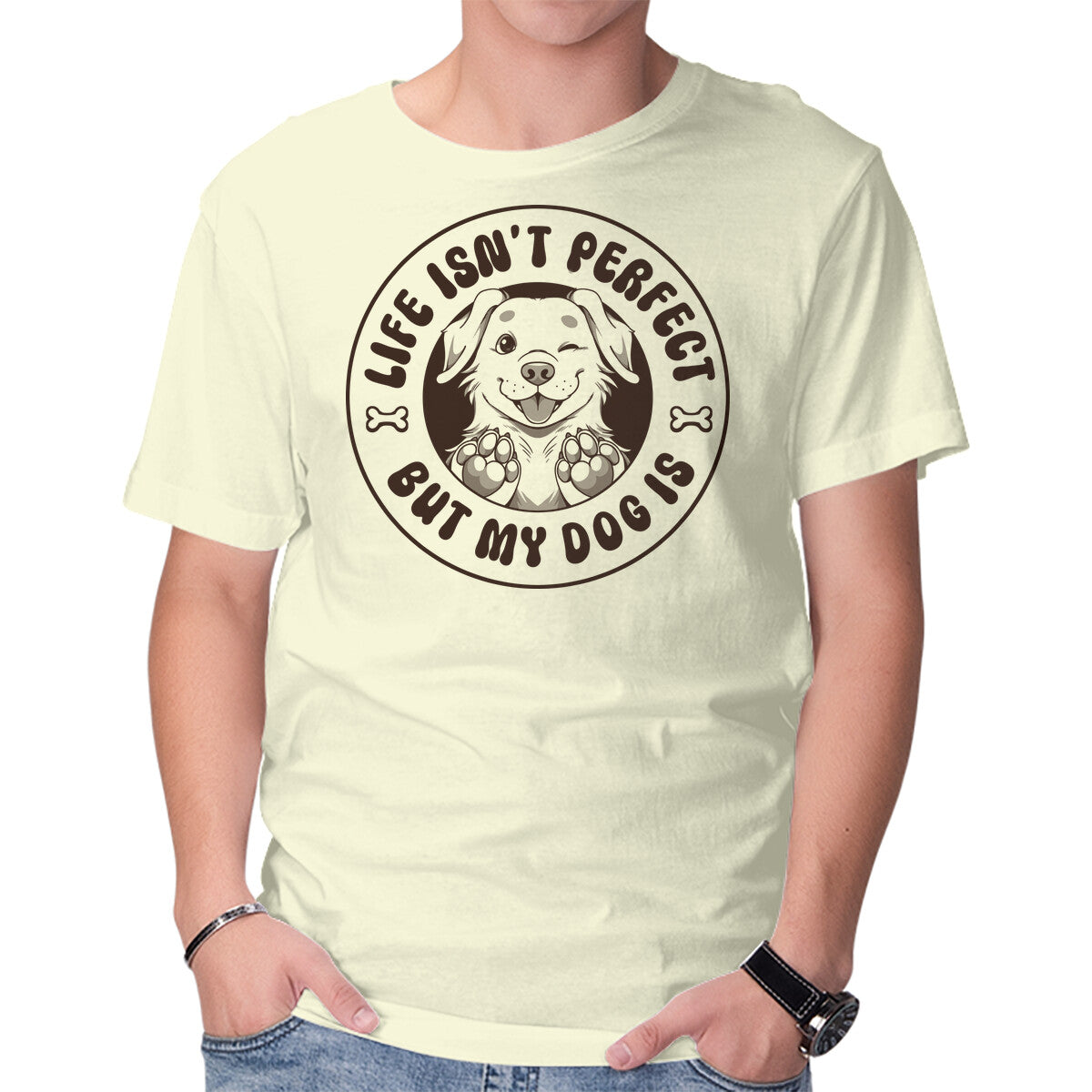 Unisex Crew Neck T-Shirt Life Isn t Perfect But My Dog Is Graphic Short Sleeve Casual Tee S
