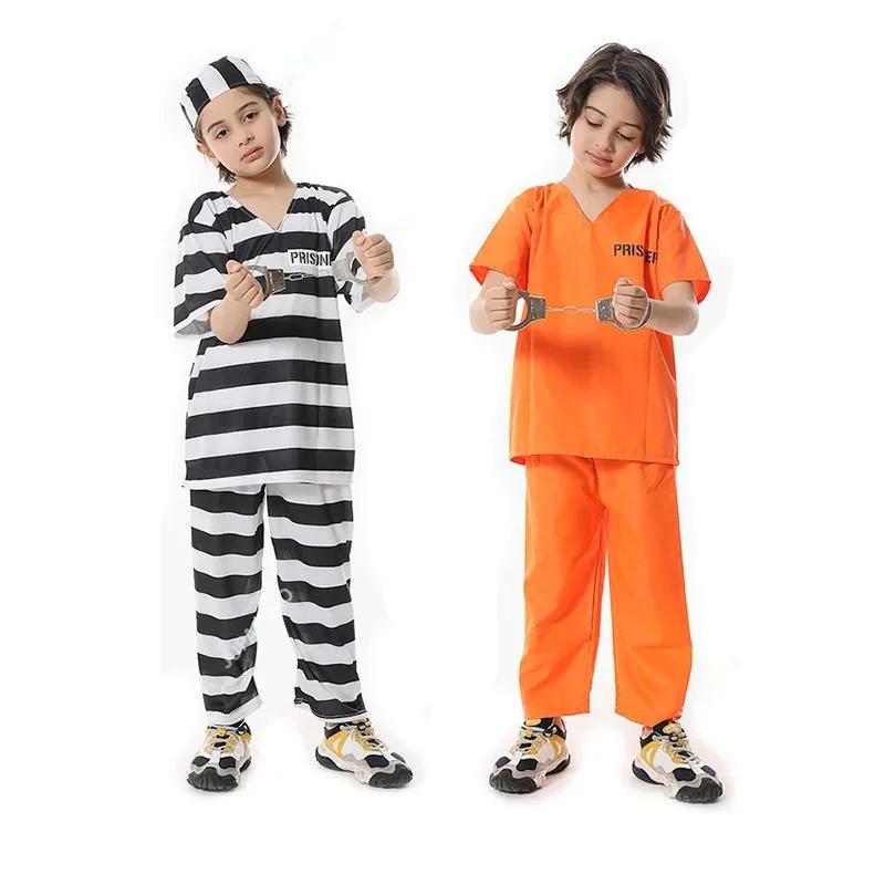 Volwassen Gevangenenkostuum Oranje Gevangenenoverall Vrijlating Outfit voor Halloween Oranje Gevangenenkostuum Mannen Gevangenis Overall Kostuum
