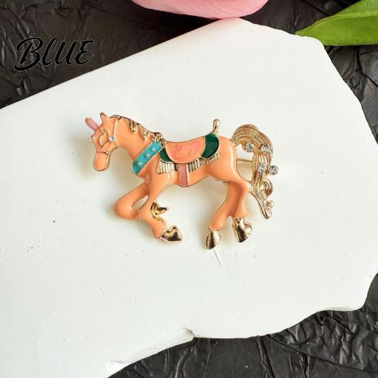 Colorful Animal Brooch Horse Multi-Color Enamel Edges Cartoon Design