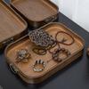 Storage Bag Retro Chinese Bamboo Tea Tray Classic Metal Handle Wooden Tray Walnut Color Storage Tray Fruit Plate Dinne