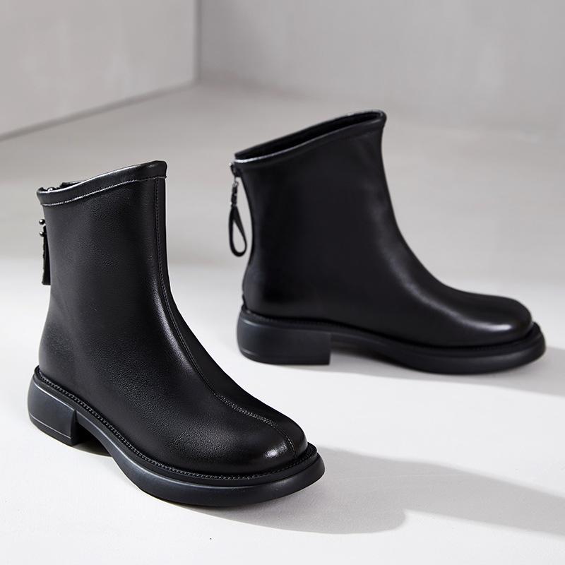 First layer cowhide Chelsea boots women's 2025 autumn and winter new retro polished rubber sole leather women's leather boots