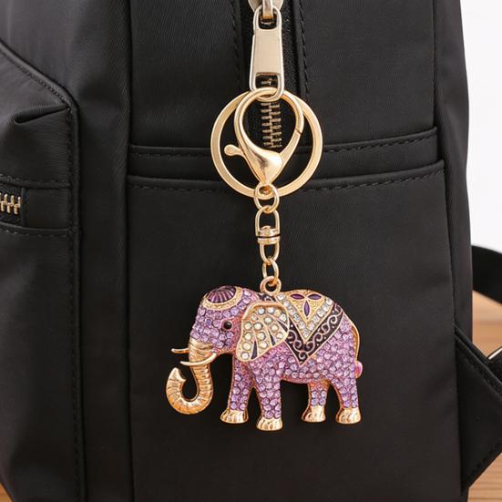 Horse Keychain Colorful Sparkling Rhinestones Elephant Charm Key Chain Decorative Good Luck Pendant Bags Backpacks Wallets Cars Accessories