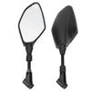Pair Motorcycle Rearview Mirrors Universal ABS Black Housing with Mounting Bolts and Caps