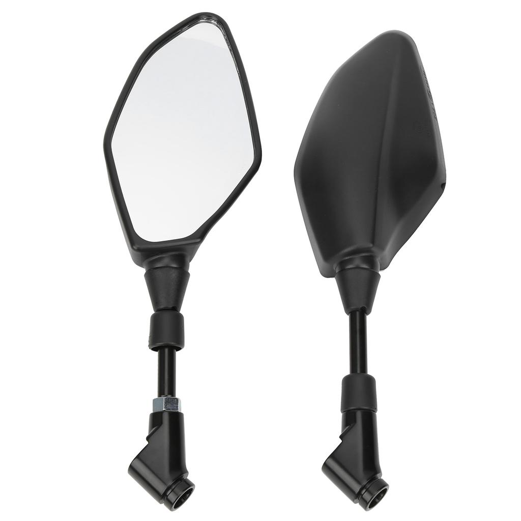 Pair Motorcycle Rearview Mirrors Universal ABS Black Housing with Mounting Bolts and Caps