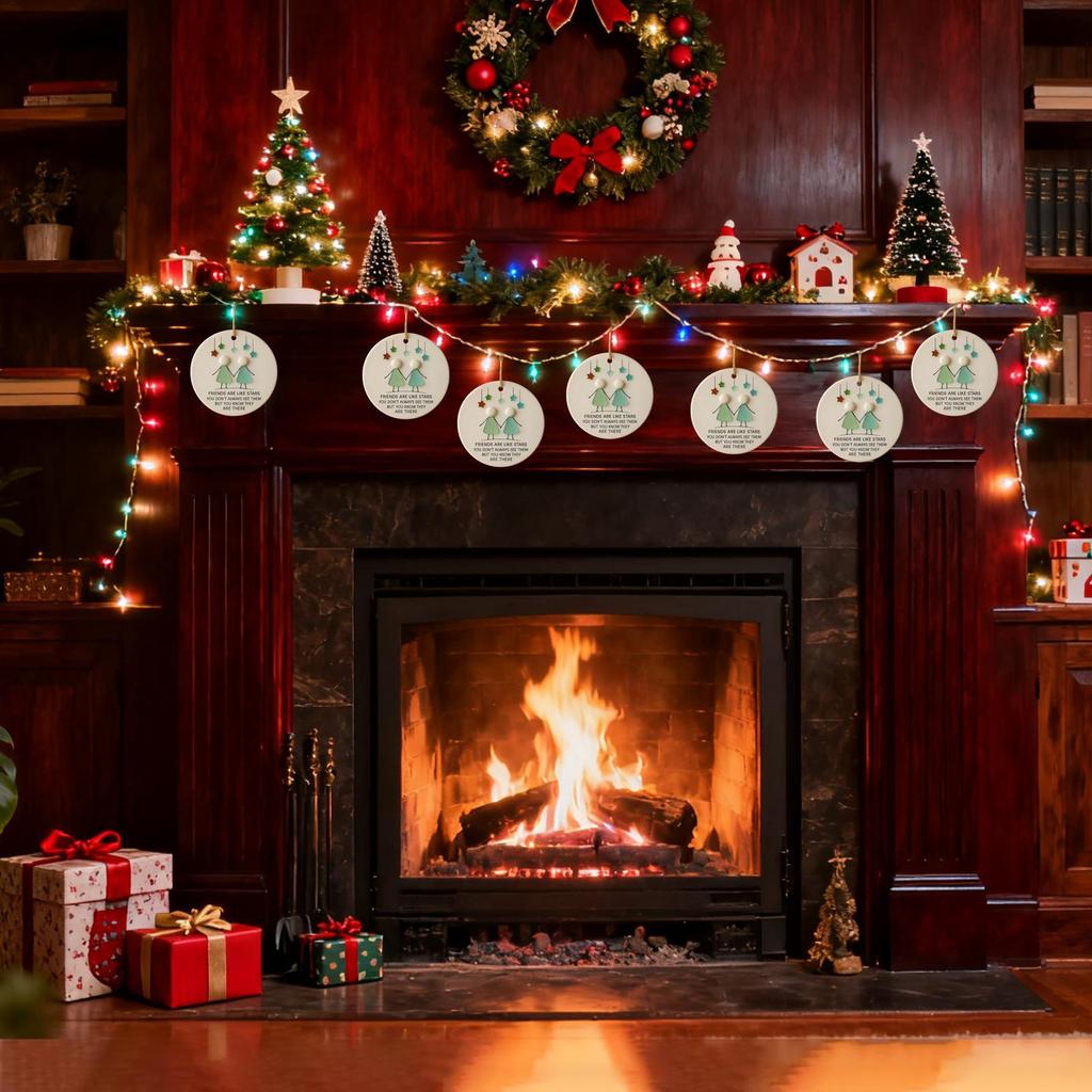 Friends Christmas Ornaments Acrylic Decorative Christmas Tree Decor Handmade Heart Shape Keepsake Figurines Decoration For