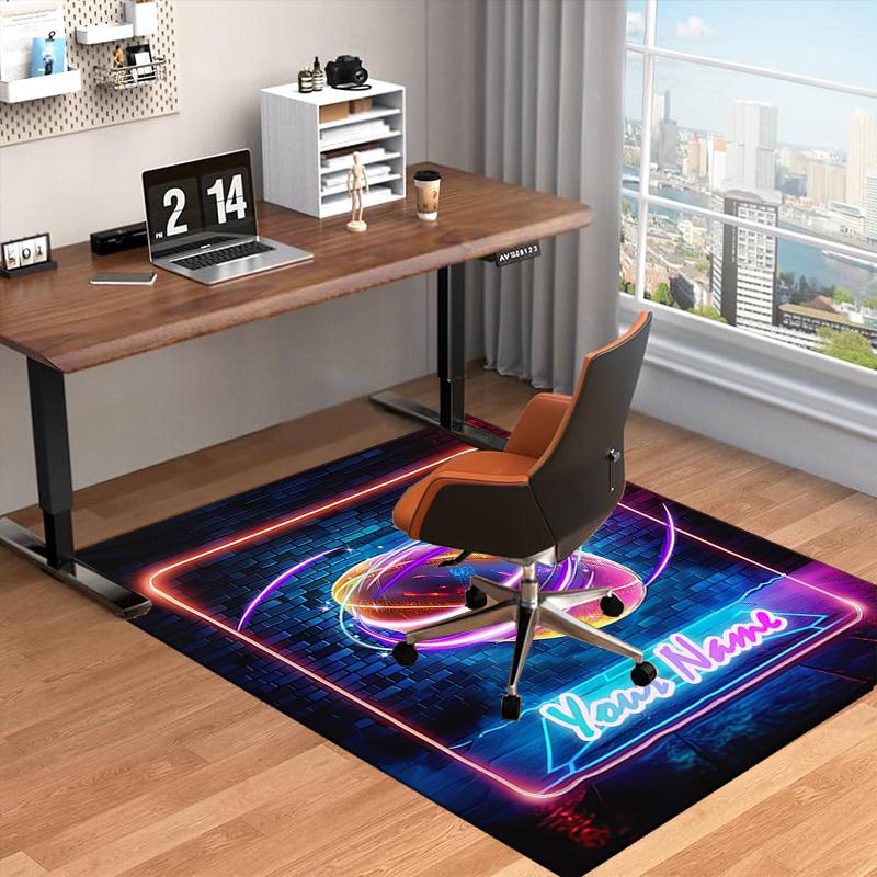 1PC Custom Name Neon Lights Dreams Theme Floor Mat Ideal for Living Room, Game Rooms, Office, Bedroom Floor Mat Playful Design