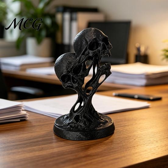 Abstract Skull Ornament Integrated Molding Process Figure, 3D Printed Double Art Ornament, Fluid Exquisite Detail Statue Statue, Dark Style Decoration