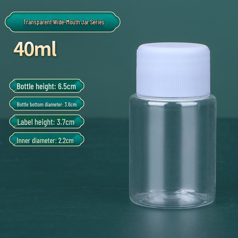 30, 50, 100ml Wide-Mouth Transparent Plastic Bottles with Lids for Samples