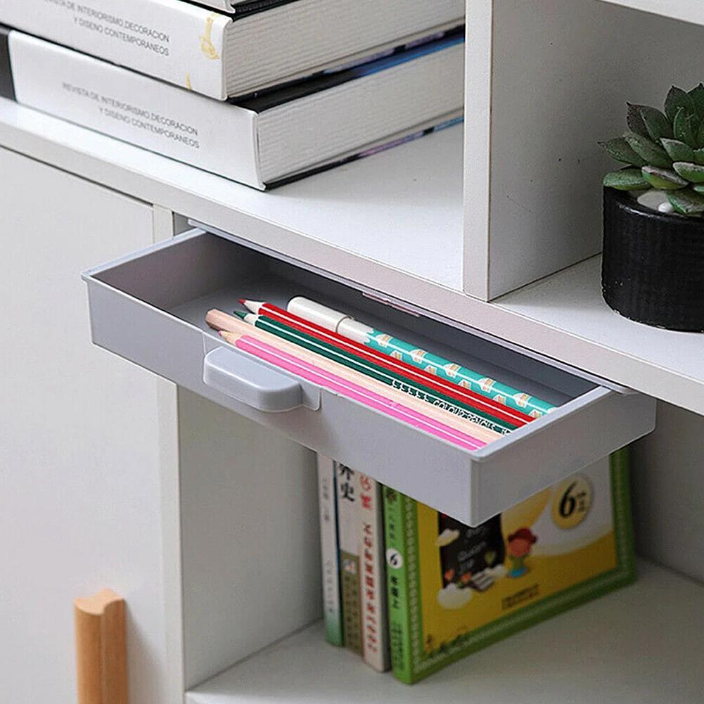 Table Shelf Storage Box Pull Out Storage Box Under Pencil Tray Desk Drawer Organizer Large Capacity Undertable Drawer