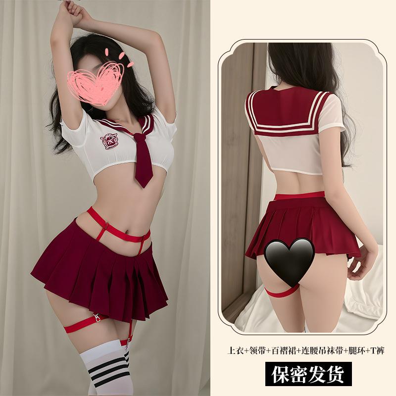 Japanese Academy Wind Sailor Suit Buttocks JK Pleated Skirt Uniform Women's Sexy Uniform Buttocks Short Skirt