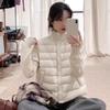 Dongju Good-looking Knitted Stand-up Collar Splicing Ribs Down Jacket Women's Short Warm and Light Bottoming Jacket
