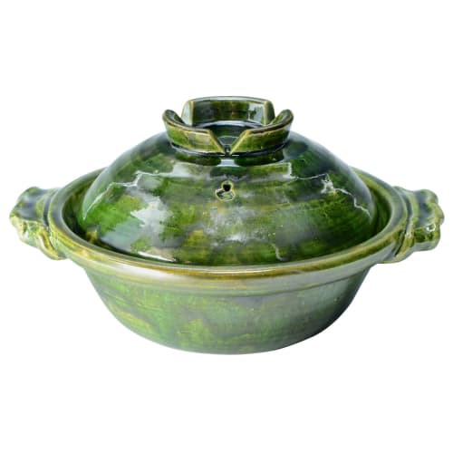 Kyo-yaki, Kiyomizu-yaki, Touan Kiln, Earthenware Pot (Kyoto Pot), No. 8, Green Glaze, Kta684