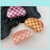 Stylish Pvc Black And White Checkered Half Moon Hair Claw Clip For Women Ideal For Chic Updos