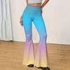 Damen High Waist Ausgestellte Yogahose mit Farbverlauf Print Schmal Geschnitten Stretch Lässige Schlaghose für den Alltag