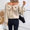 Damen V-Ausschnitt Einfarbig Pullover Herbst Neuer Stil Langärmlig Lässig Locker Schleife Oberteil für Damen