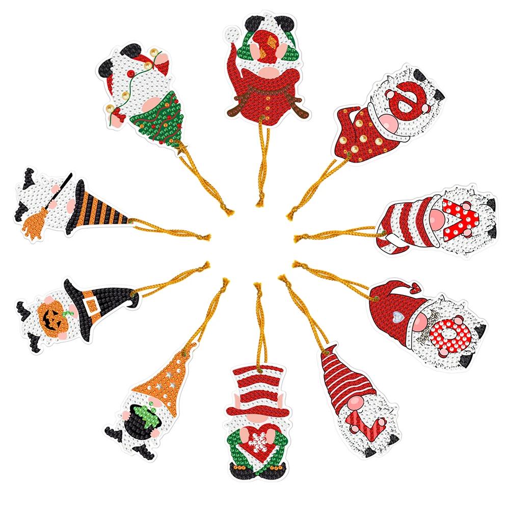 10/20Pcs Christmas Decor Diamond Painting Pendant Special-shaped Drill 5D DIY Hanging Ornament Spot Drill Cartoon Single Side