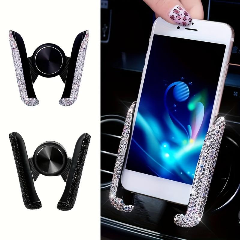 1PC Mobile Phone Holder with Diamond Inlay, Car Navigation Bracket, Air Outlet Snap On Support Bracket, Suction Cup
