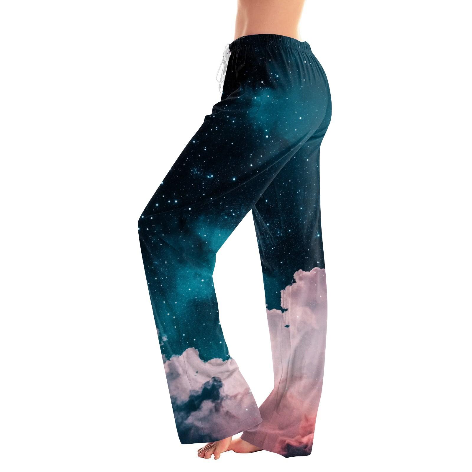 

Женские повседневные прямые брюки с принтом «Небо» Домашняя пижама Повседневные брюки M тёмно-синий