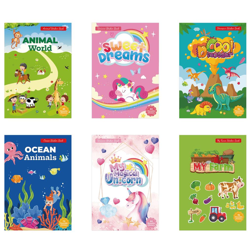 New Sticker Book Focus Potential Development Reusable Stickers Cartoon Animal Enlightenment Baby Early Education Book For Kids