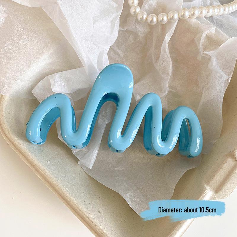 

Кремовая синяя волна в форме сердца - Женский высококачественный зажим-коготь для прически, Милая заколка-акула для волос, Головной убор.