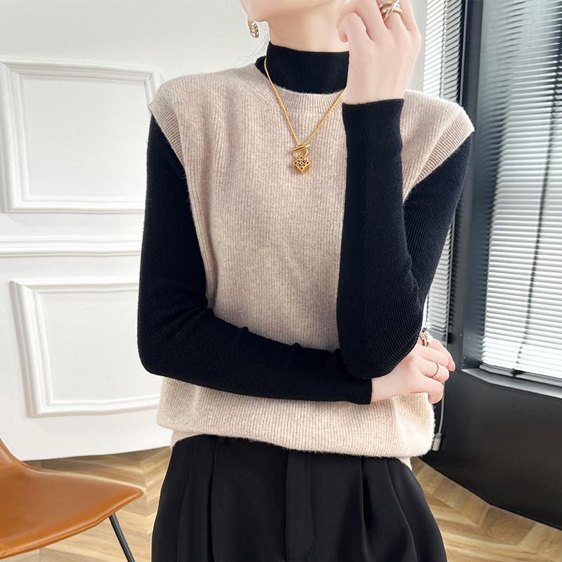 Women's Cashmere Vest Qinghe Cashmere 30% Cashmere 70% Wool Autumn and Winter Cashmere Vest Soft and Warm