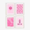 Rosa Preppy Wand Kunst Foto Leinwand Malerei Mode Lächeln Telefon Poster Bilder Mädchen Wohnheim Zimmer Home Decor Drucke
