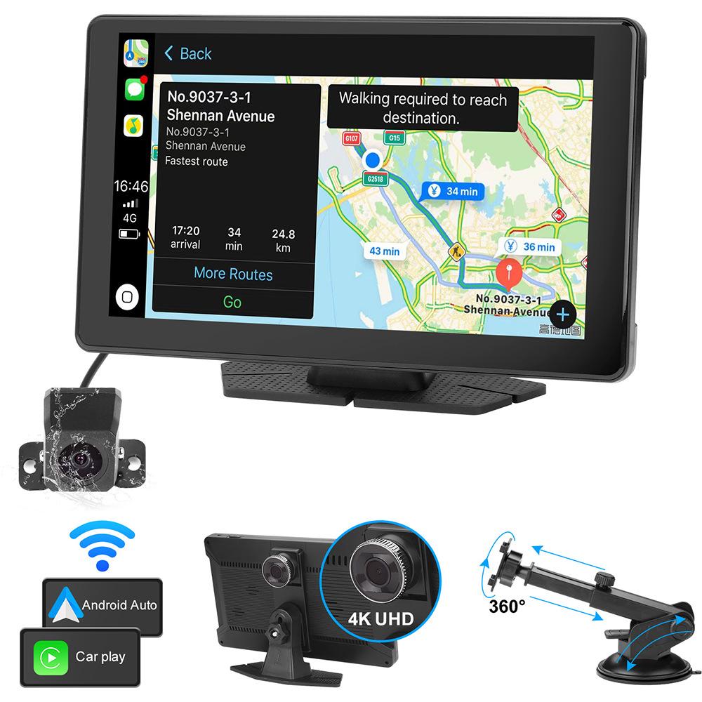 9-inch HD Wireless CarPlay, WiFi Dual-lens Dashcam, Car Navigation System, Equipped with Optical Sensor