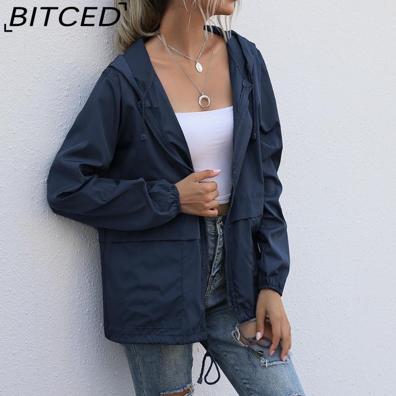 BITCED Women's Zipped Hooded Jacket Lightweight Outdoor Hiking Rainproof Jacket