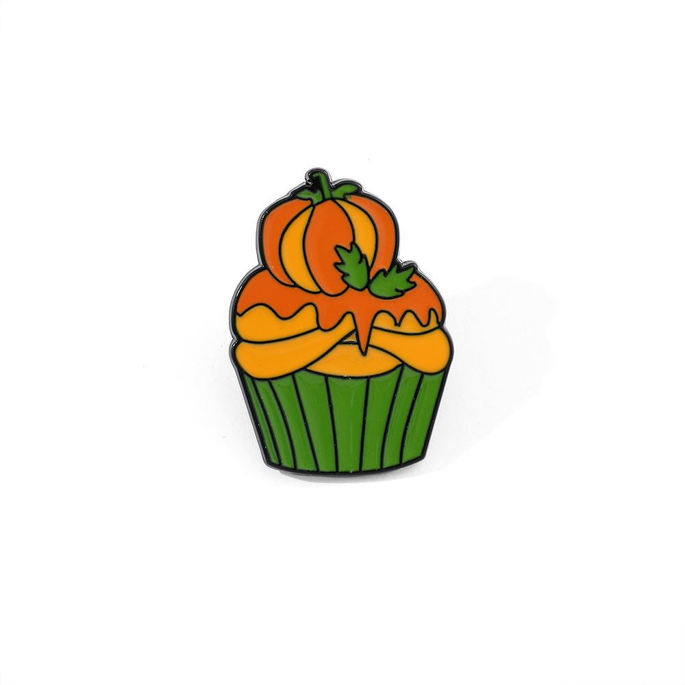 New creative personality Halloween theme cupcake brooch funny pumpkin Halloween skull dripping oil