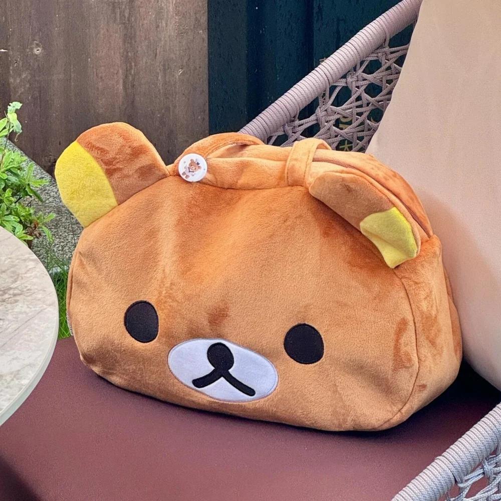 Borse Portaoggetti Peluche Rilakkuma Cartone Animato Orsetto Anime Carino Borsa da Viaggio Grande Capacità Morbida Borsa a Spalla Per Donna Ragazza