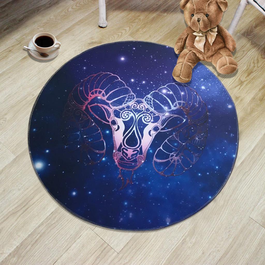 Creative 12 Constellation Round Carpet Living Room Bedroom Children's Cartoon Computer Chair Floor Mat Modern Home Carpet