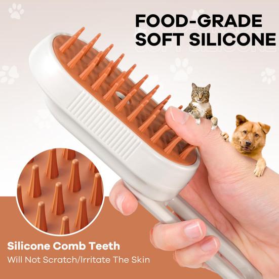 Cat Steam Brush for Shedding Pet Spa Brush Self-Cleaning Pet Grooming Comb Foldable Massage Brush for Cats Dogs