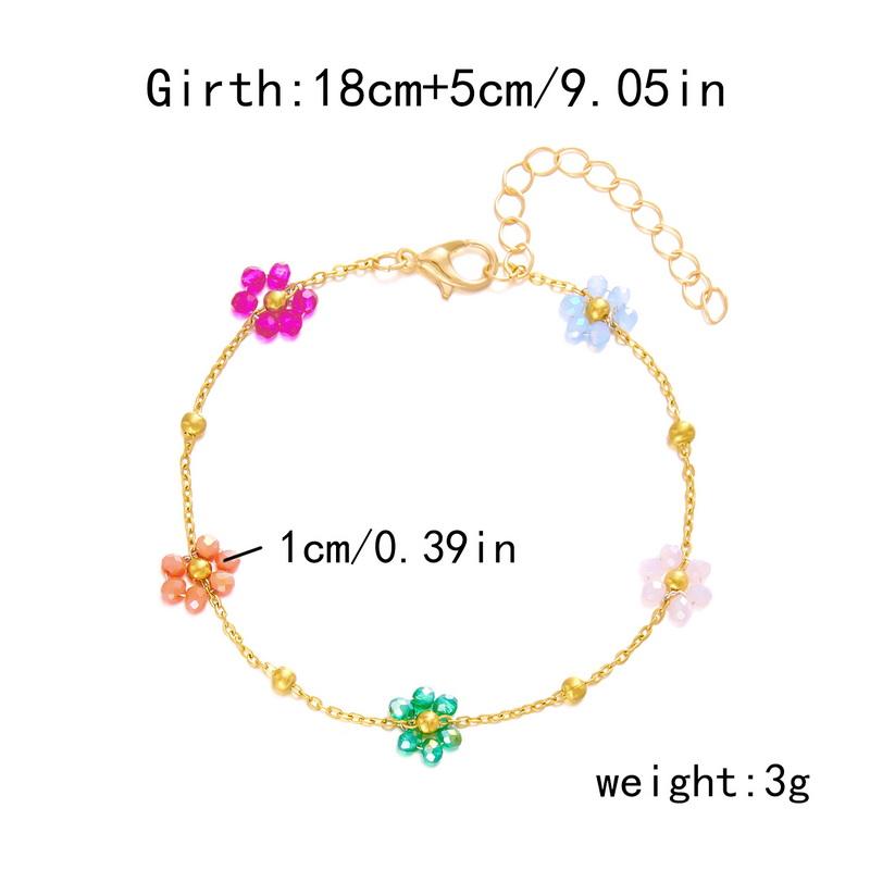 New Design Colorful Crystal Flower Bracelet for Women Minimalist Sweet Love Heart Cherry Bracelet Party Banquet Jewelry Gift