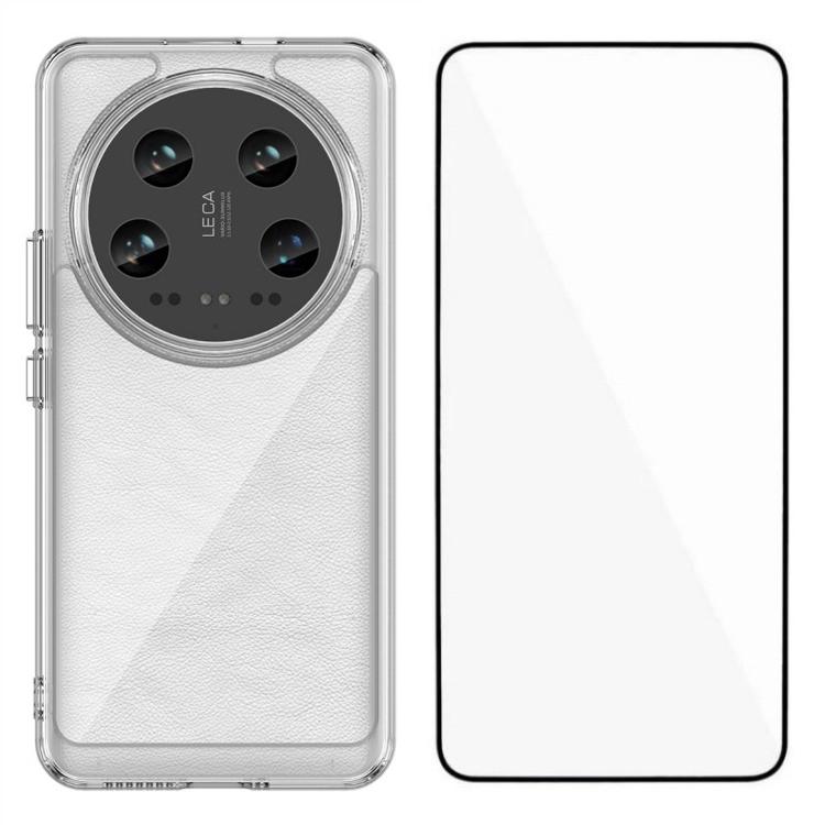 WANLONFENG MF Series for Xiaomi 14 Ultra Case TPU+Acrylic Clear Phone Cover with Tempered Glass Film
