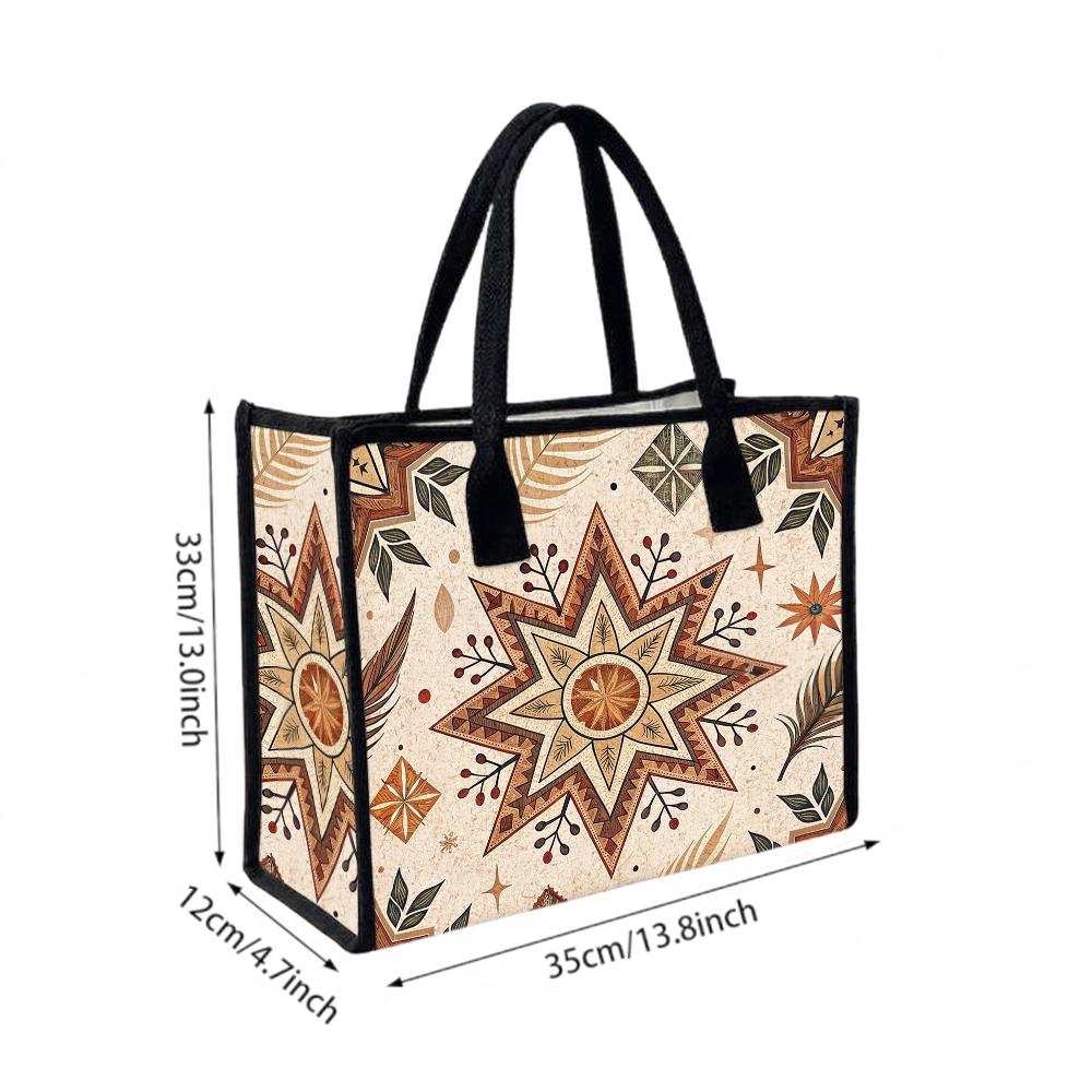 Bohemian Ethnic Star Print Tote Bag for Daily Use